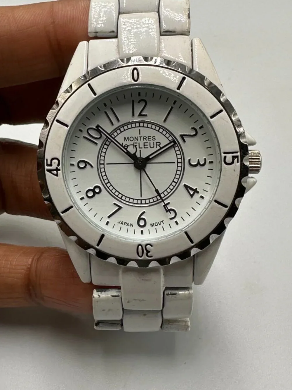 3/$30 Montres De Fleur Watch Women Silver White Water Resistant 6.5 Inch